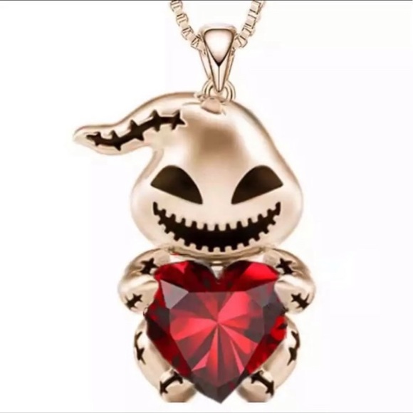 Oogie Boogie heart Necklace Gold jewelry TNMBC NMBC evil Villain nightmare stone - Picture 3 of 9